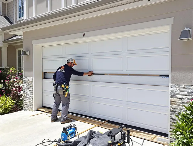 Monrovia Garage Door Repair team performing complete garage door replacement at Monrovia residence