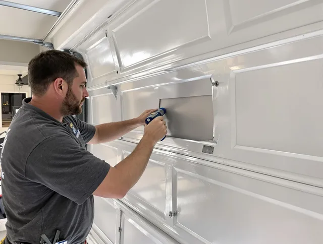 Garage door panel repair by Monrovia Garage Door Repair in Monrovia