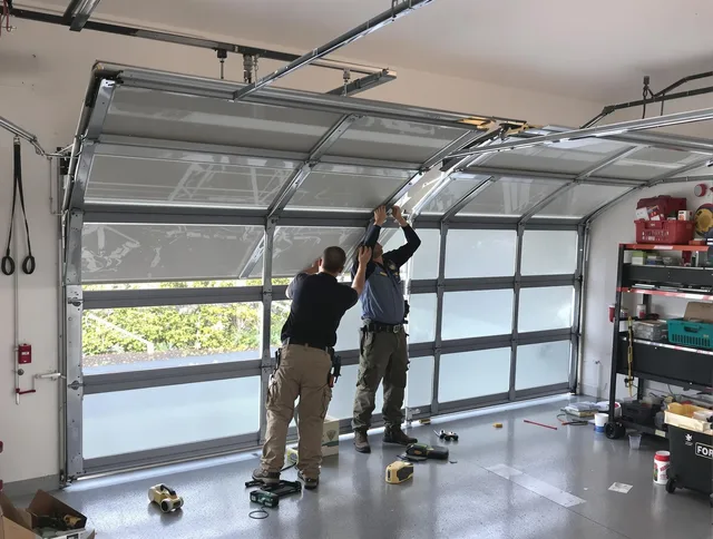 Monrovia Garage Door Repair expert performing precise panel replacement on Monrovia garage door